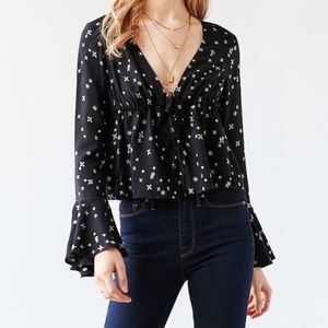 Urban Outfitters Black Bell Sleeve Top - M